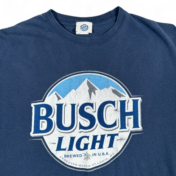 Busch Light Shirt Adult MEDIUM Blue Beer Domestic Brew City Brand - Picture 2 of 7